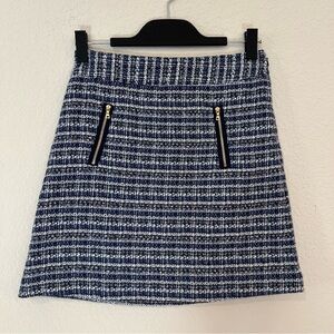LOFT Tweed Mini Skirt Blue Size 2 Petite